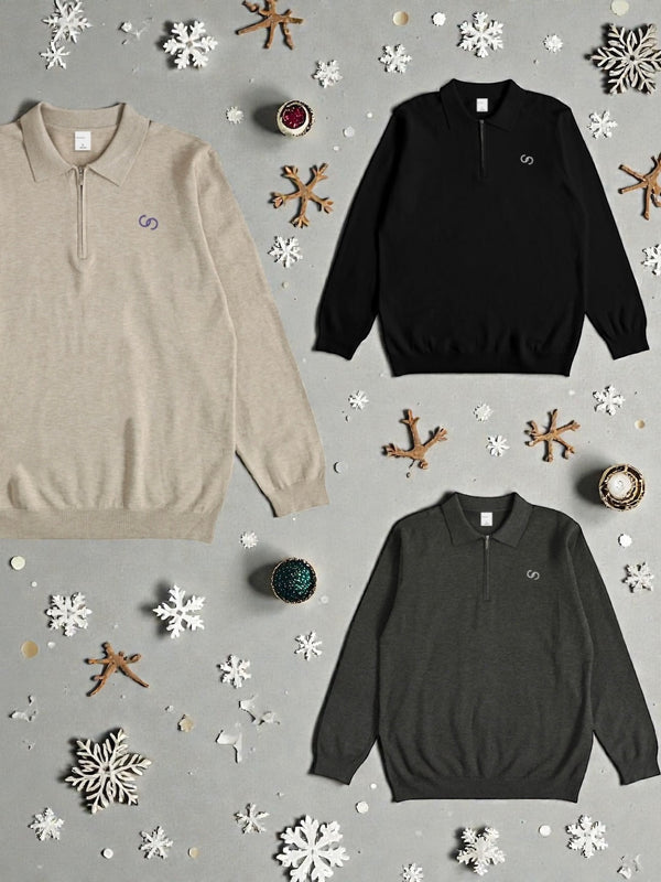 HALF ZIP KNIT &ZIP HOODIE