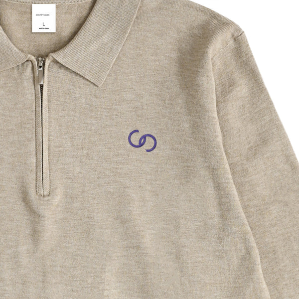 HALF ZIP KNIT POLO beige image