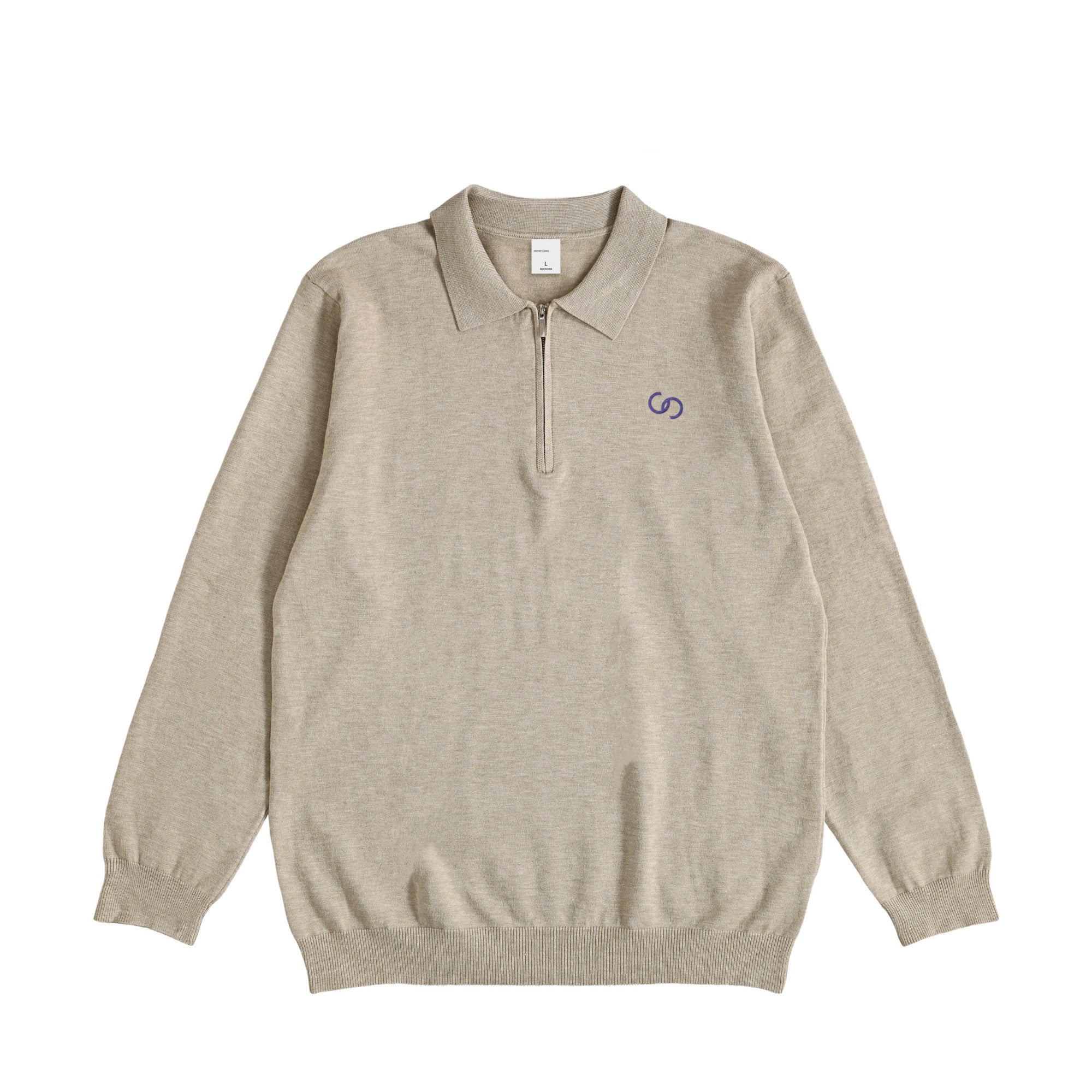 HALF ZIP KNIT POLO beige image