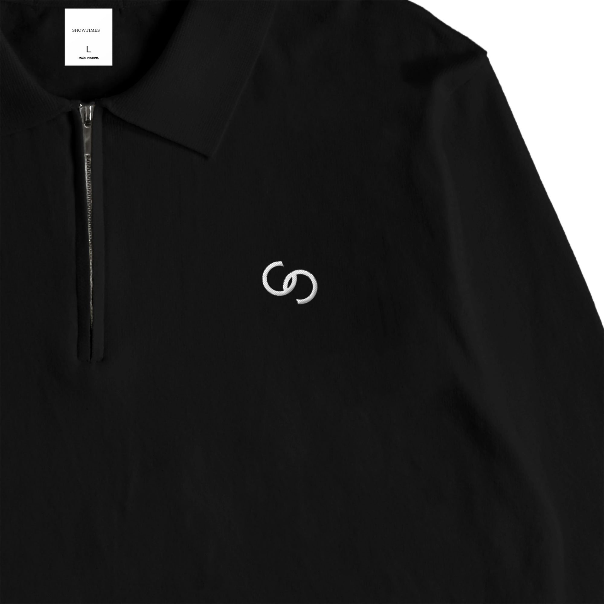 HALF ZIP KNIT POLO black image