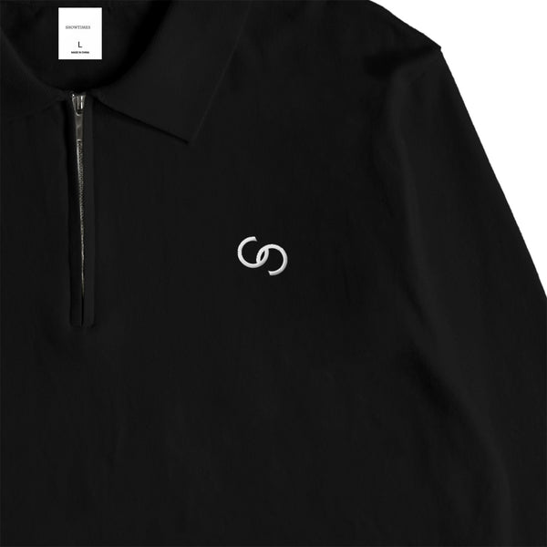 HALF ZIP KNIT POLO black image