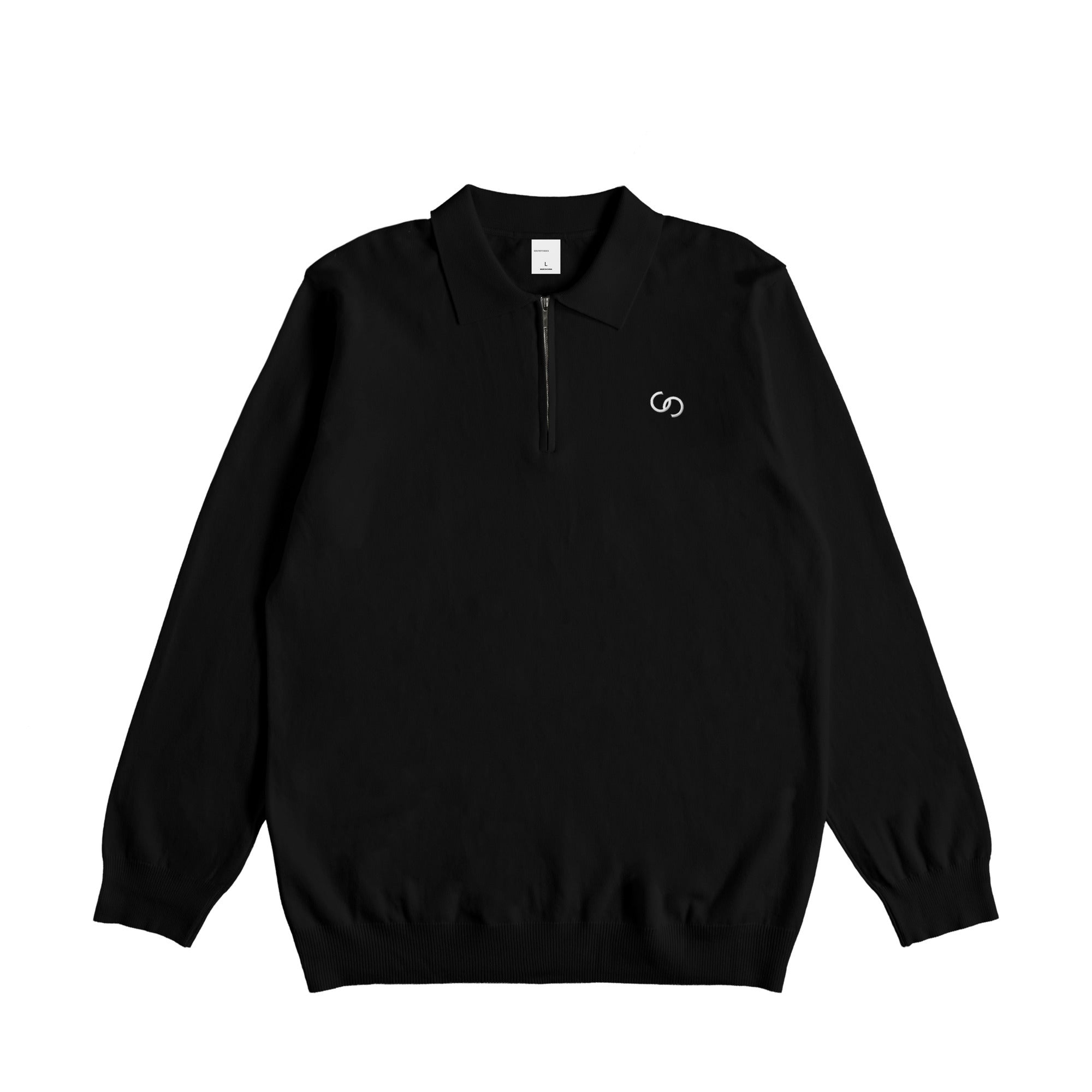 HALF ZIP KNIT POLO black image