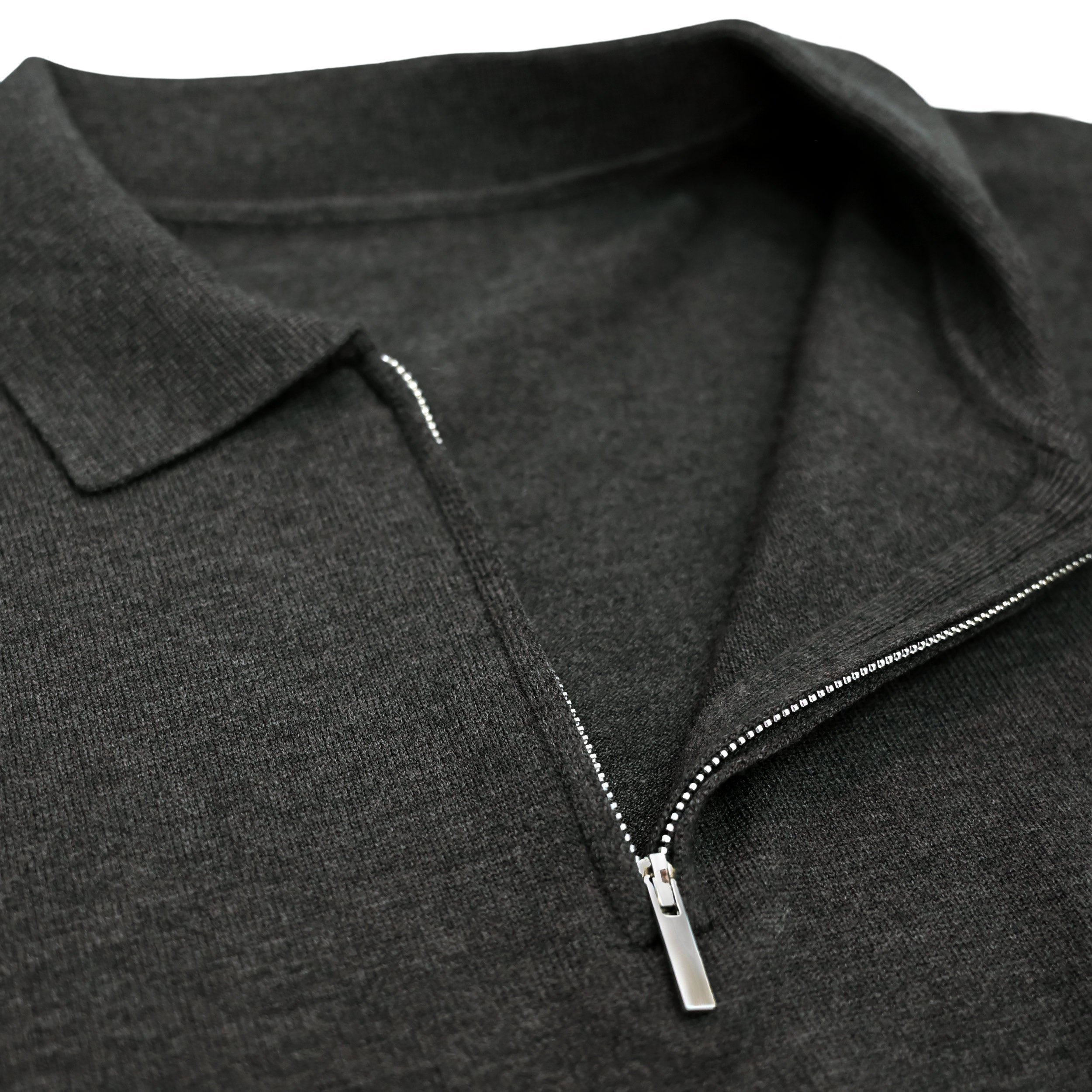 HALF ZIP KNIT POLO charcoal image