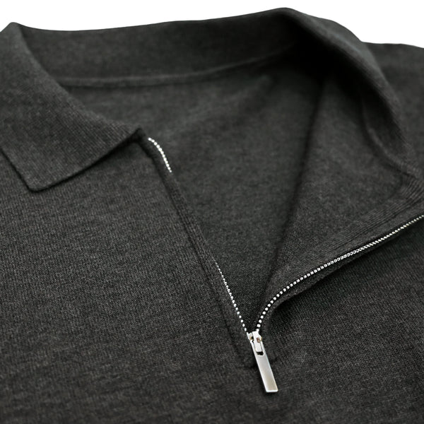 HALF ZIP KNIT POLO charcoal image