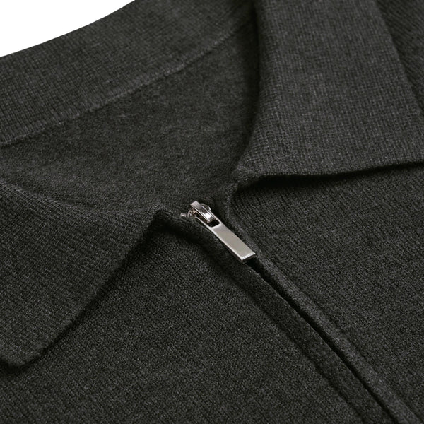 HALF ZIP KNIT POLO charcoal image
