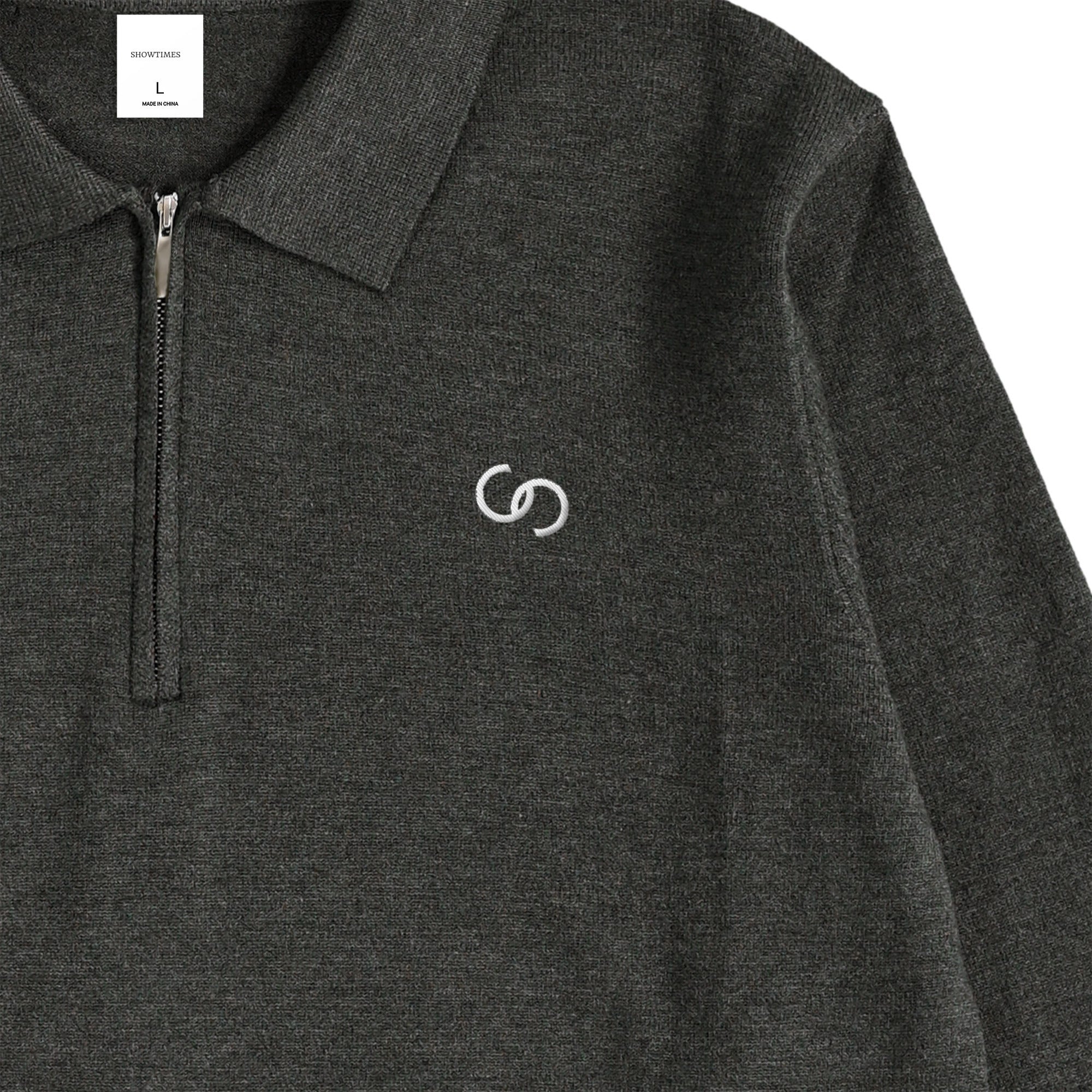 HALF ZIP KNIT POLO charcoal image