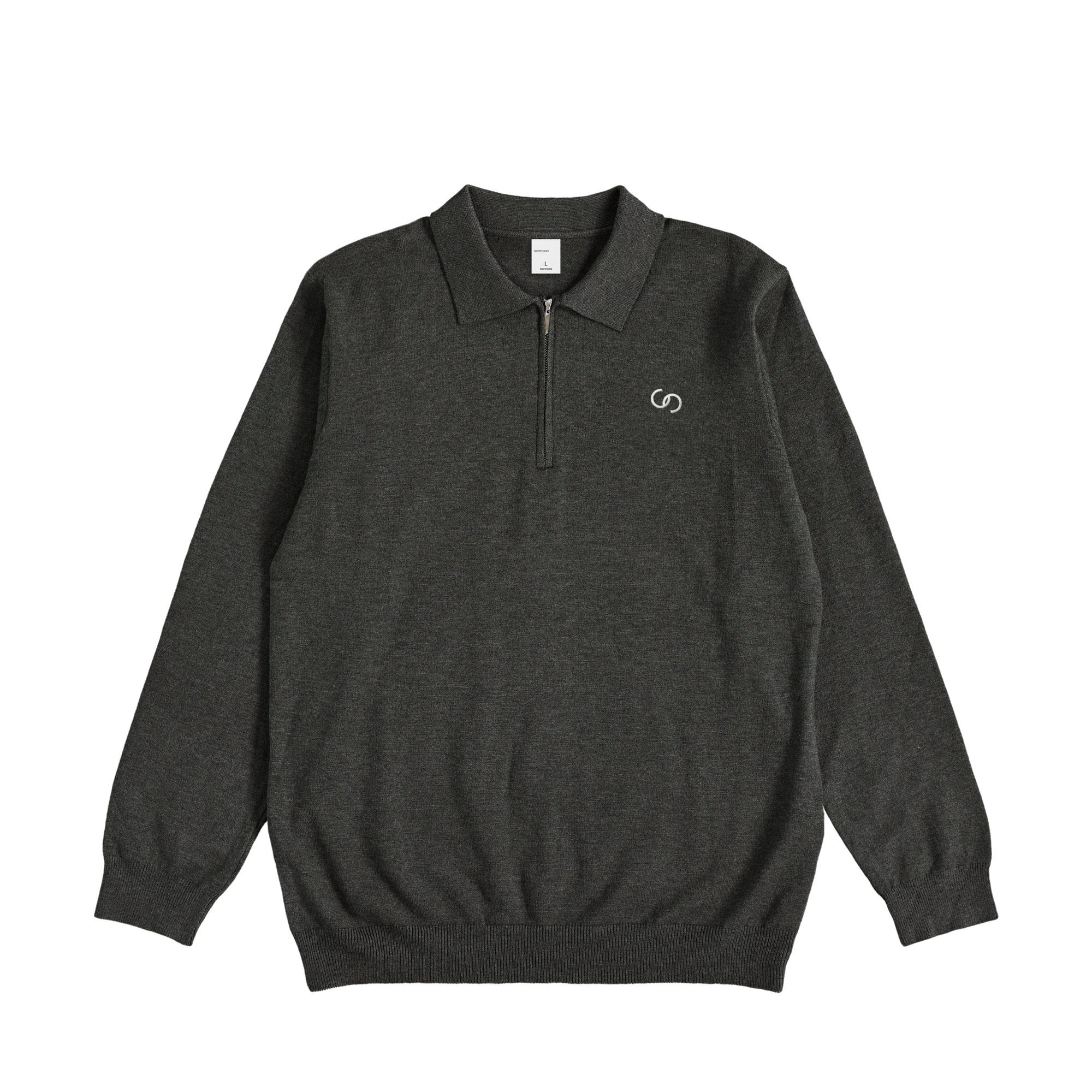 HALF ZIP KNIT POLO charcoal image