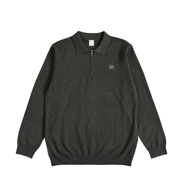 HALF ZIP KNIT POLO charcoal image