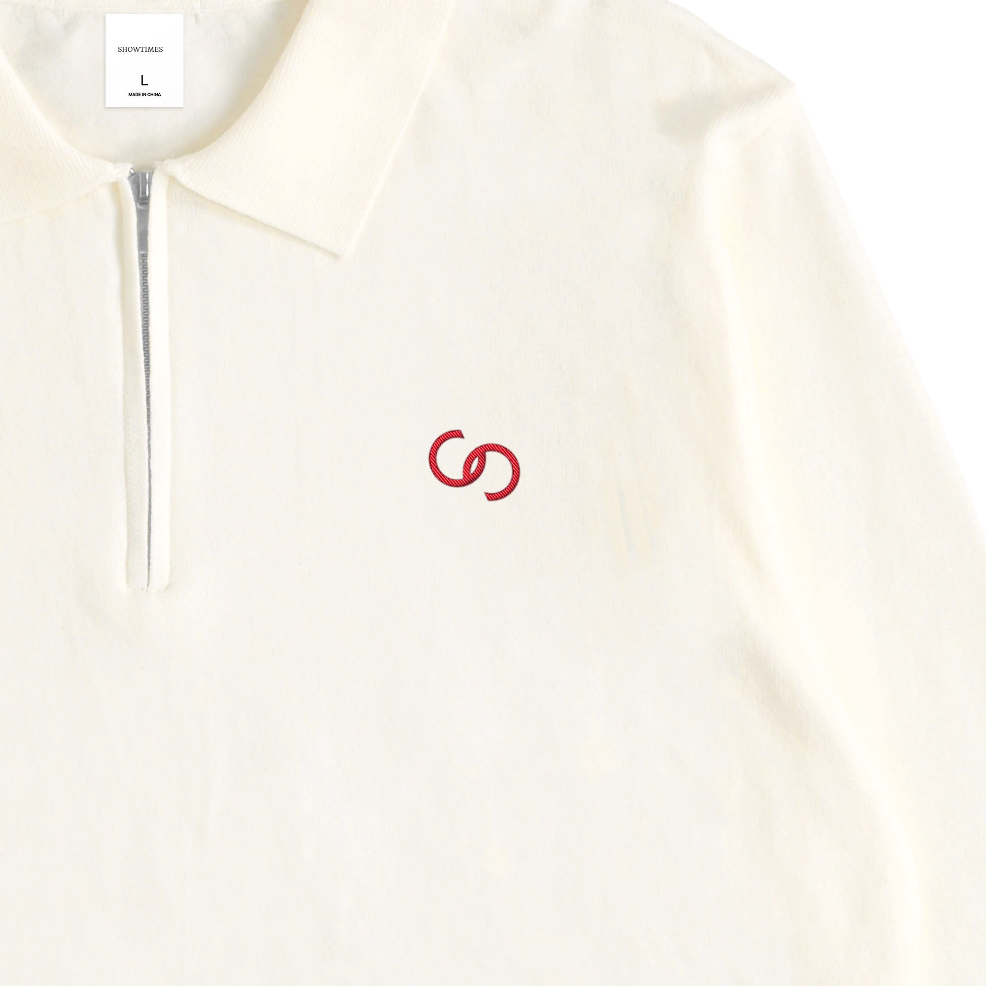 HALF ZIP KNIT POLO white image