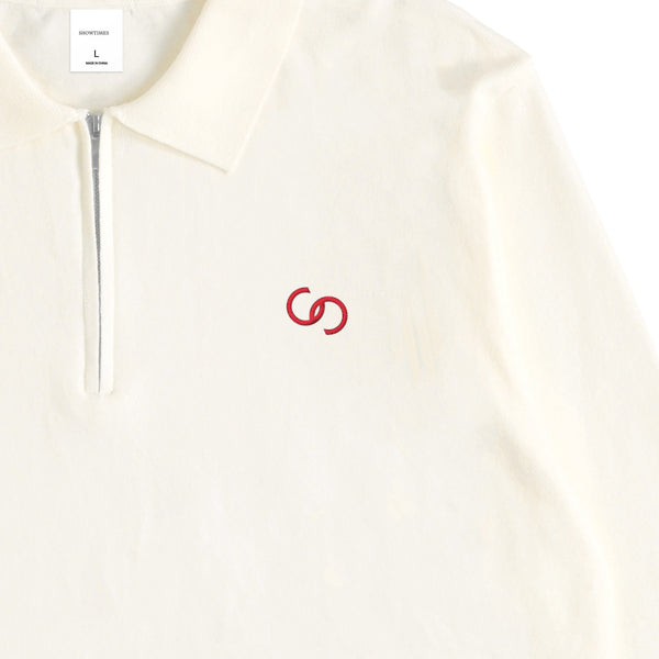 HALF ZIP KNIT POLO white image