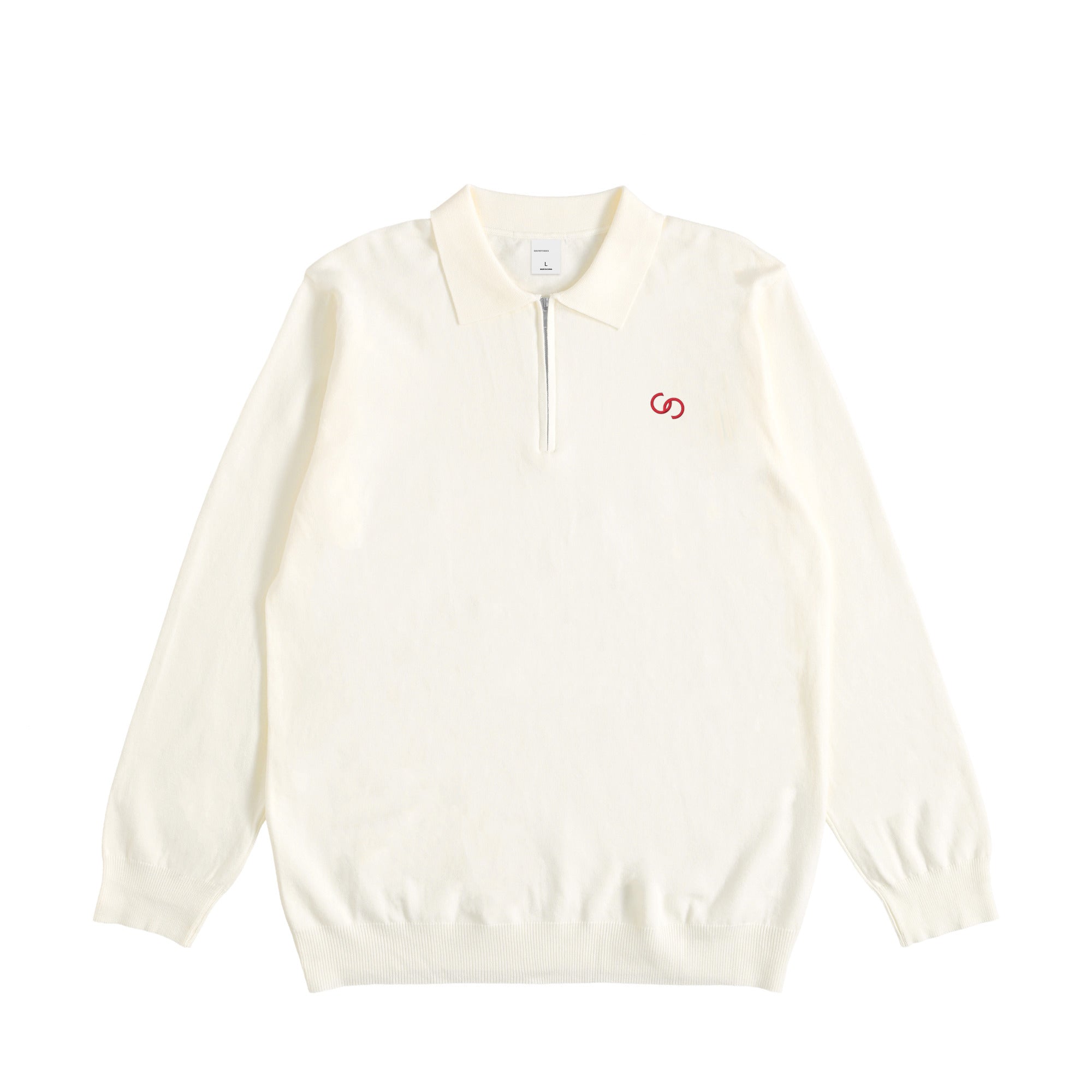HALF ZIP KNIT POLO white image