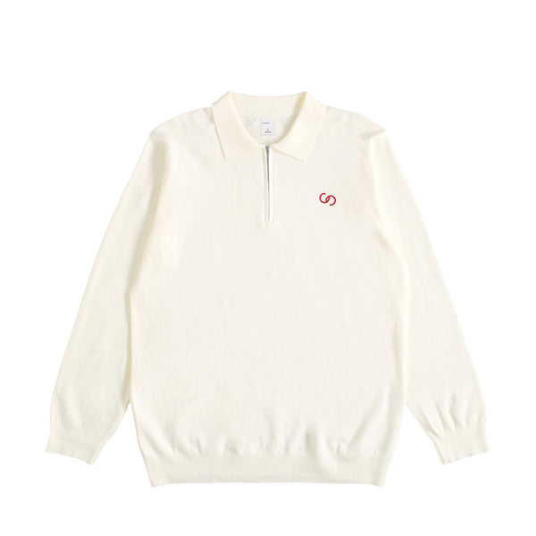 HALF ZIP KNIT POLO white image