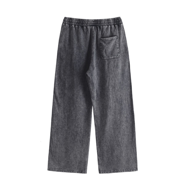 ウォッシュ加工スウェットワイドパンツ